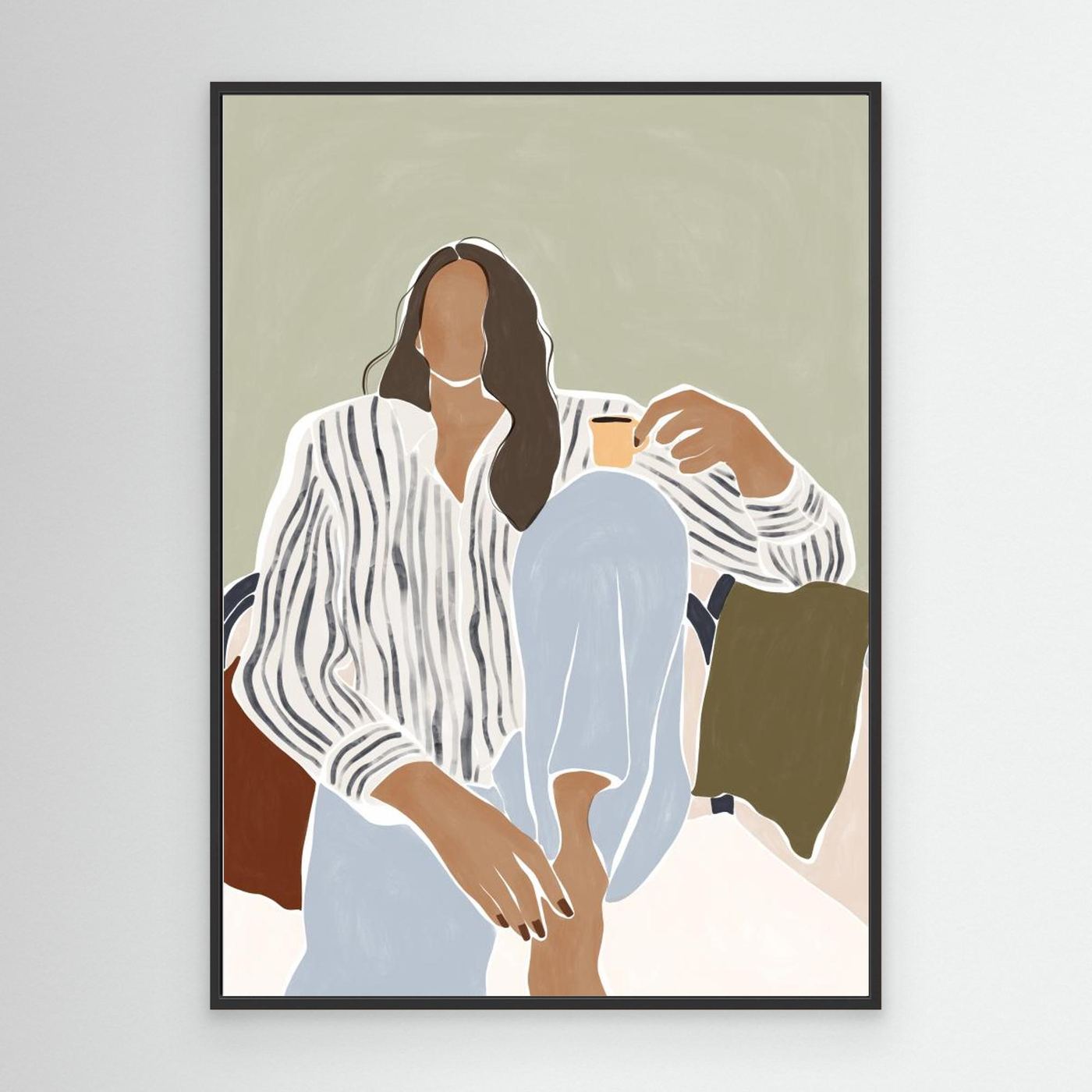 Woman Enjoying a Cup of Espresso by Ivy Green Illustrations