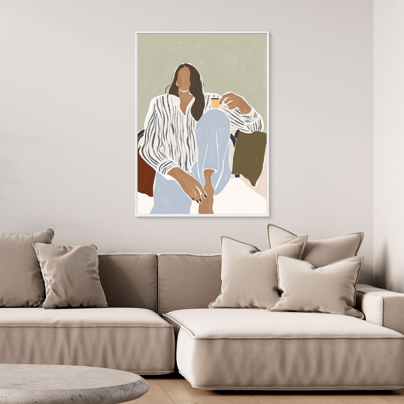 Woman Enjoying a Cup of Espresso by Ivy Green Illustrations