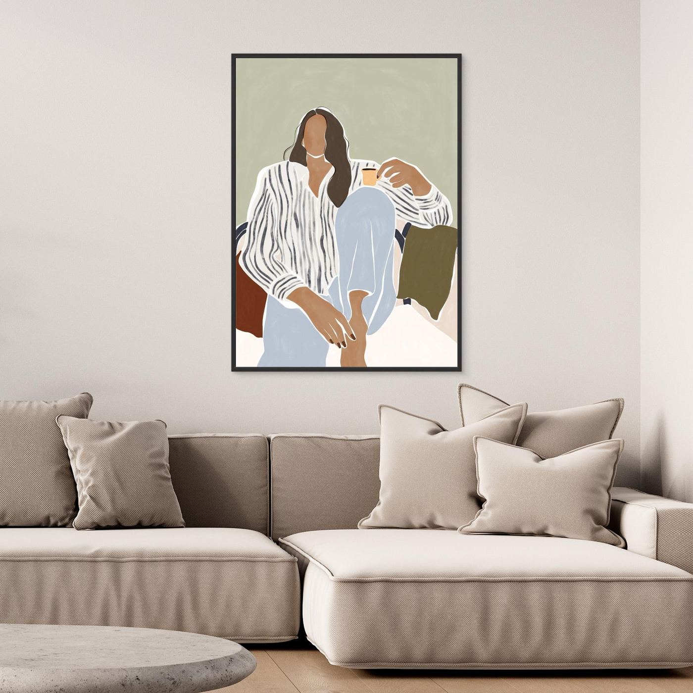 Woman Enjoying a Cup of Espresso by Ivy Green Illustrations