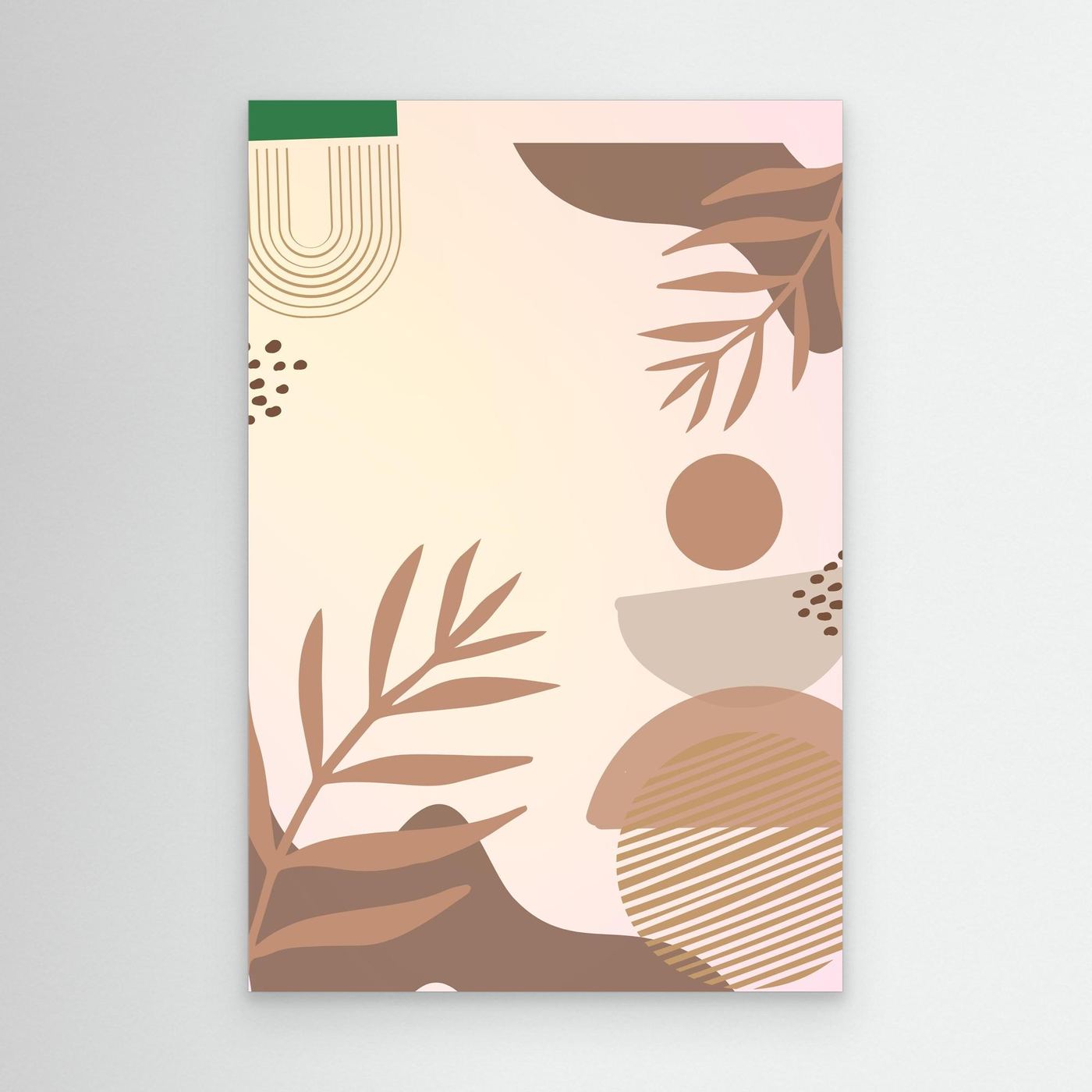 Minimal Abstract Botanical Leaf Pattern with Organic Shapes and Earth Tone Colors