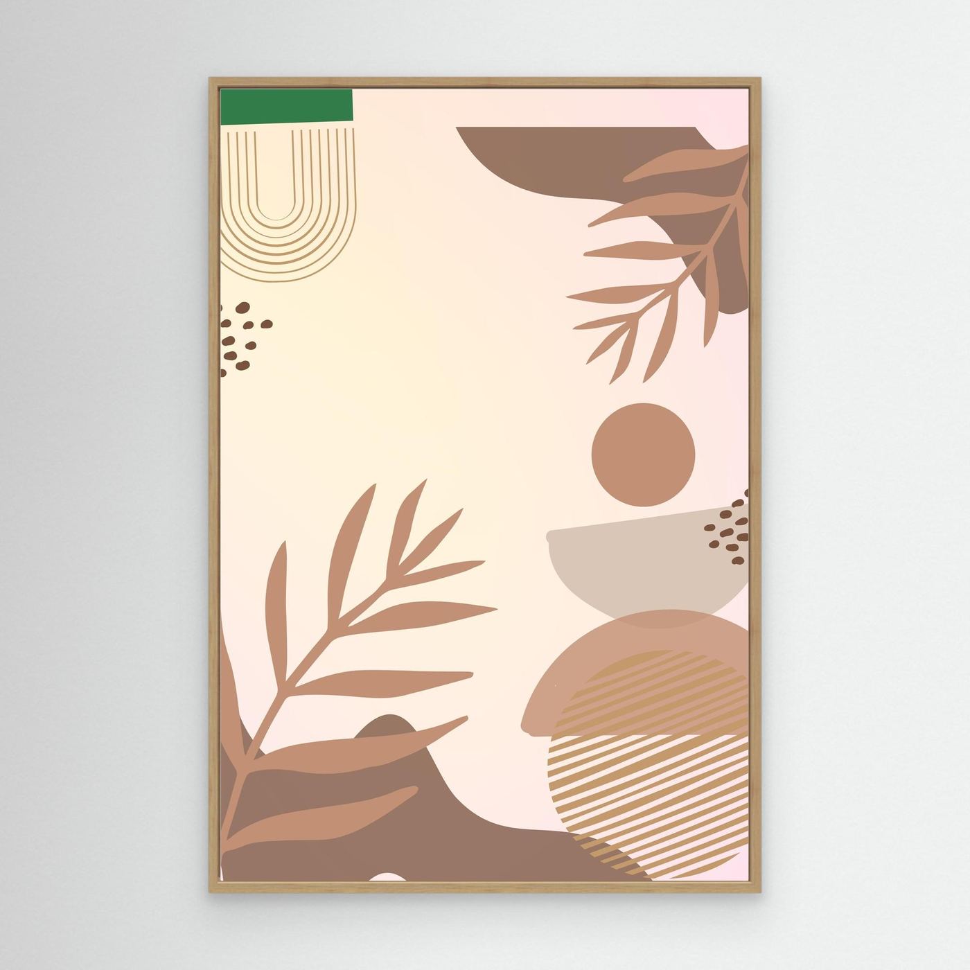 Minimal Abstract Botanical Leaf Pattern with Organic Shapes and Earth Tone Colors