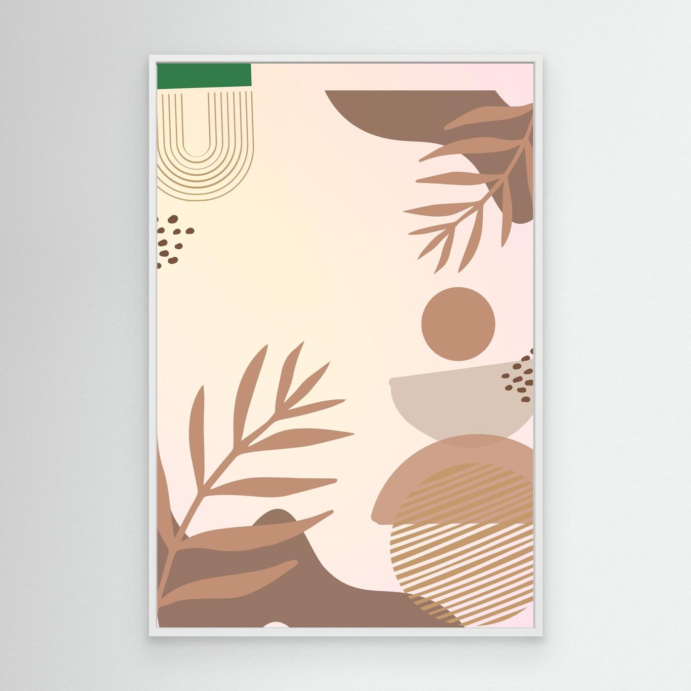 Minimal Abstract Botanical Leaf Pattern with Organic Shapes and Earth Tone Colors
