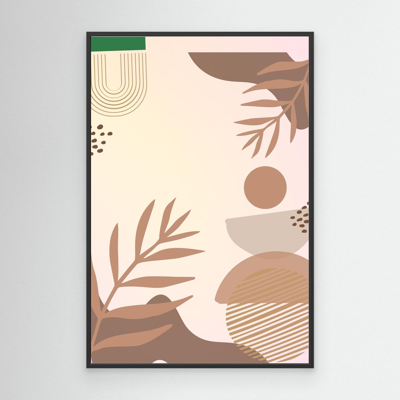 Minimal Abstract Botanical Leaf Pattern with Organic Shapes and Earth Tone Colors