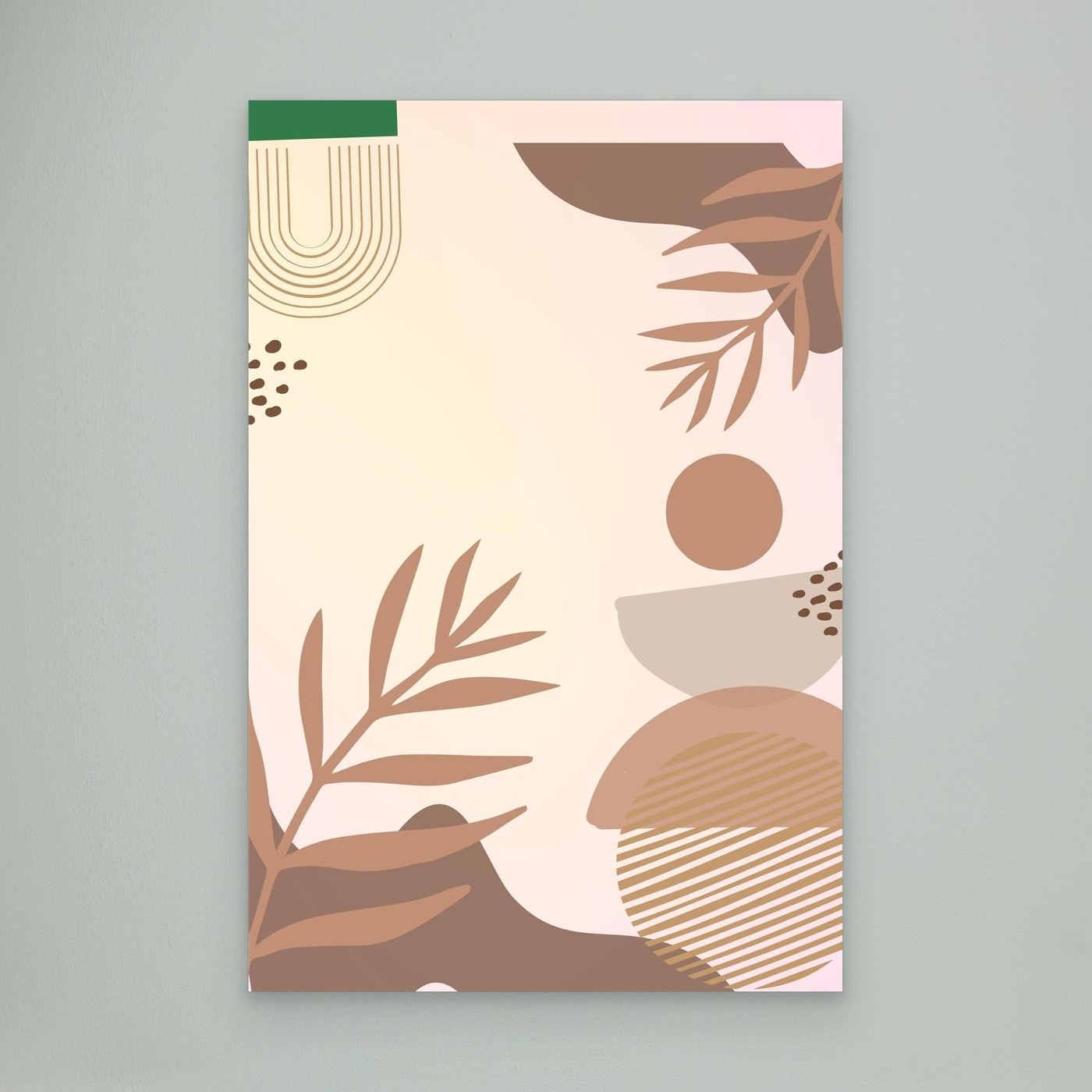Minimal Abstract Botanical Leaf Pattern with Organic Shapes and Earth Tone Colors