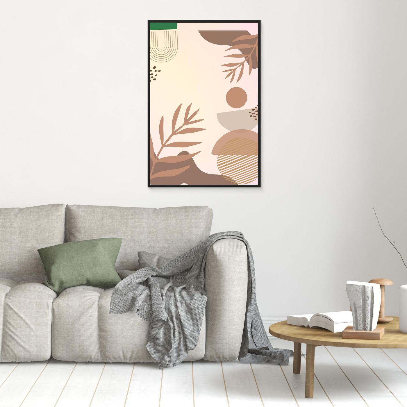 Minimal Abstract Botanical Leaf Pattern with Organic Shapes and Earth Tone Colors