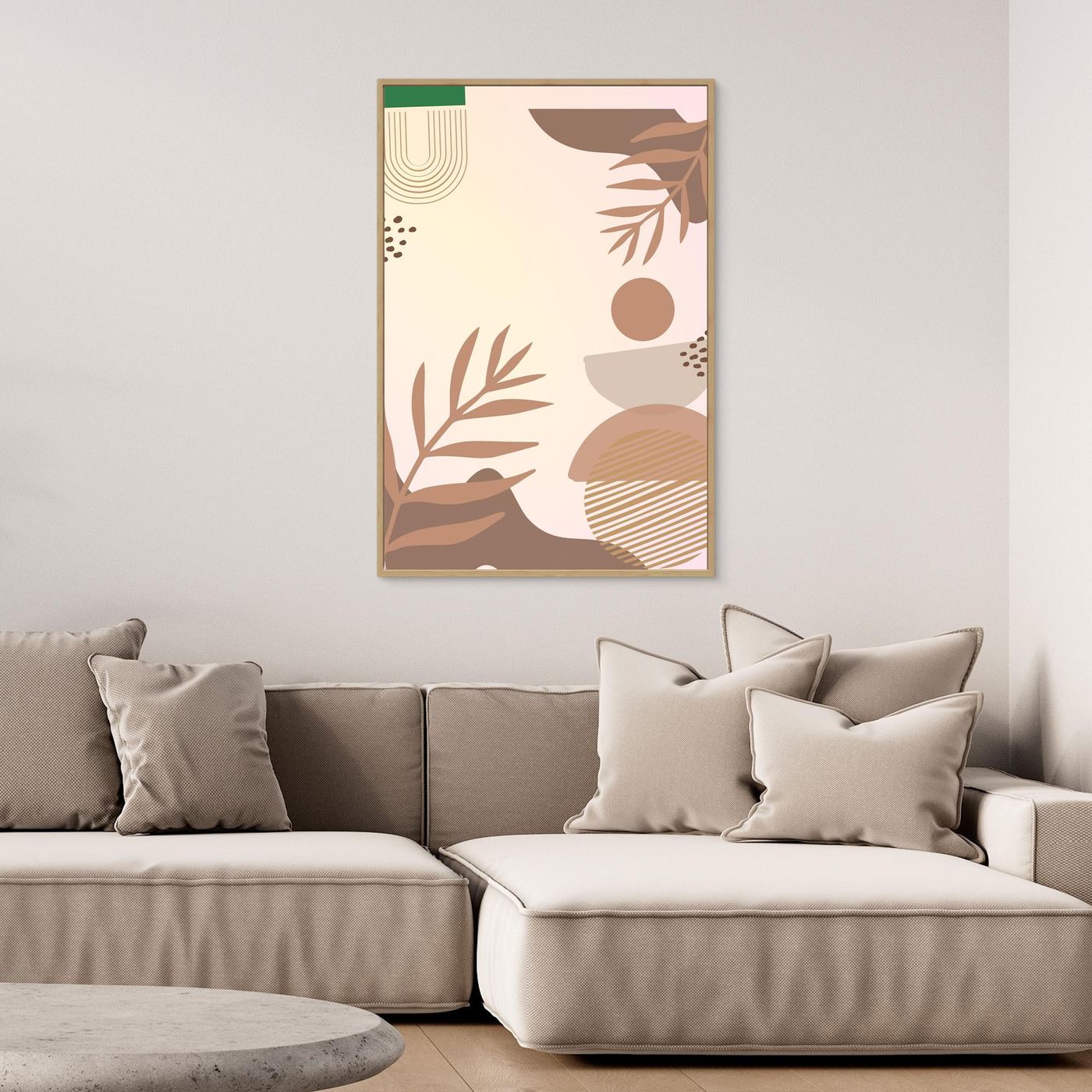 Minimal Abstract Botanical Leaf Pattern with Organic Shapes and Earth Tone Colors