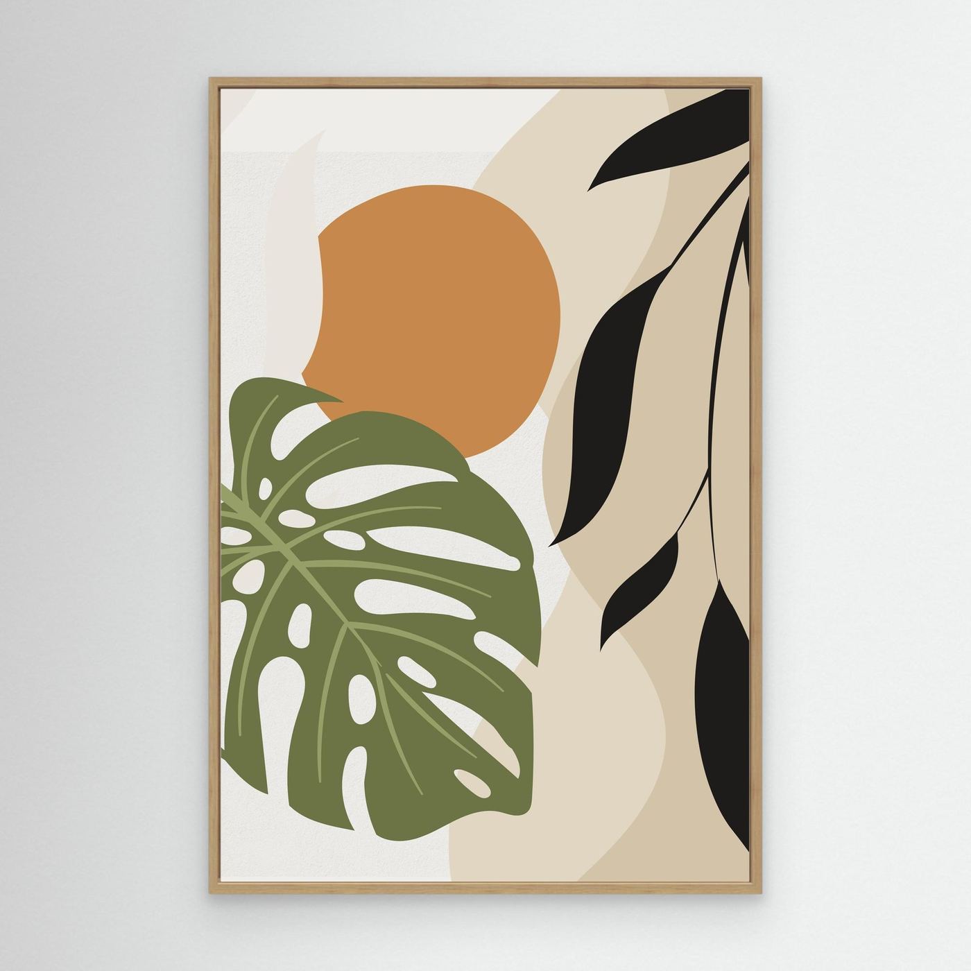 Minimal Tropical Monstera Leaf Background with Organic Shapes and Modern Neutral Design