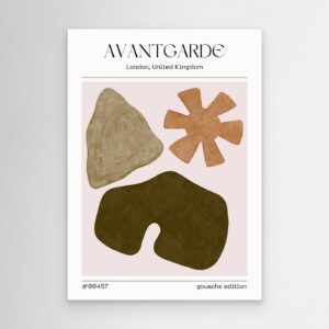 Avant Garde Minimal Abstract Gouache Poster with Organic Shapes and Modern Wall Art