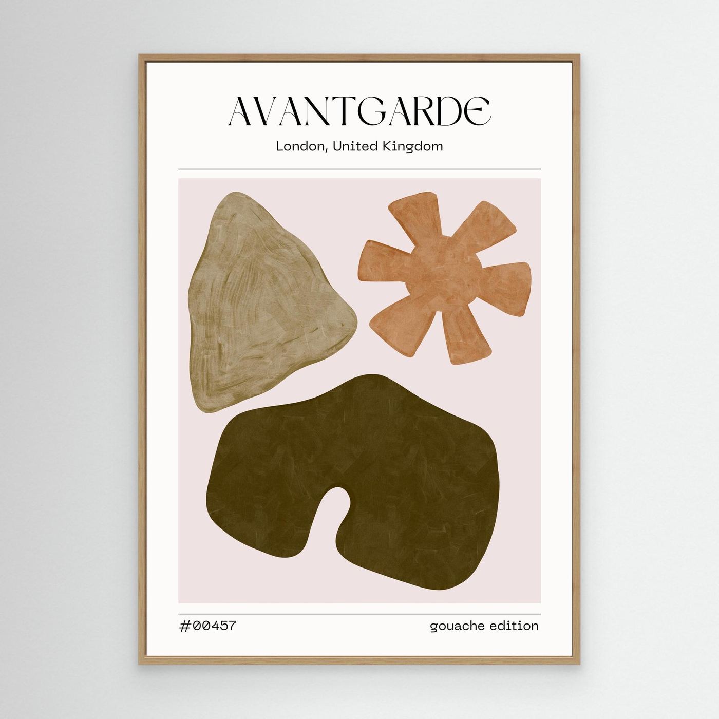 Avant Garde Minimal Abstract Gouache Poster with Organic Shapes and Modern Wall Art