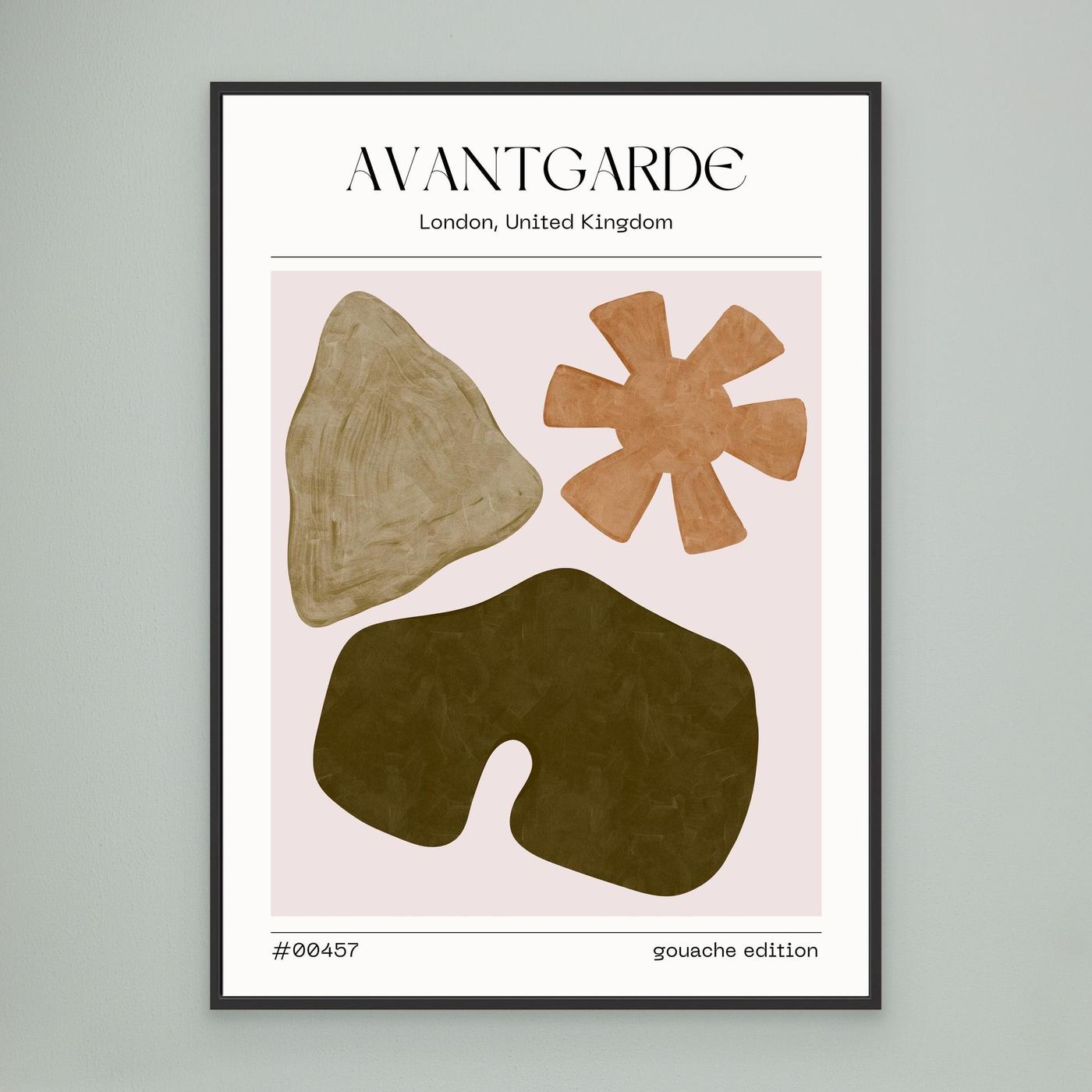 Avant Garde Minimal Abstract Gouache Poster with Organic Shapes and Modern Wall Art