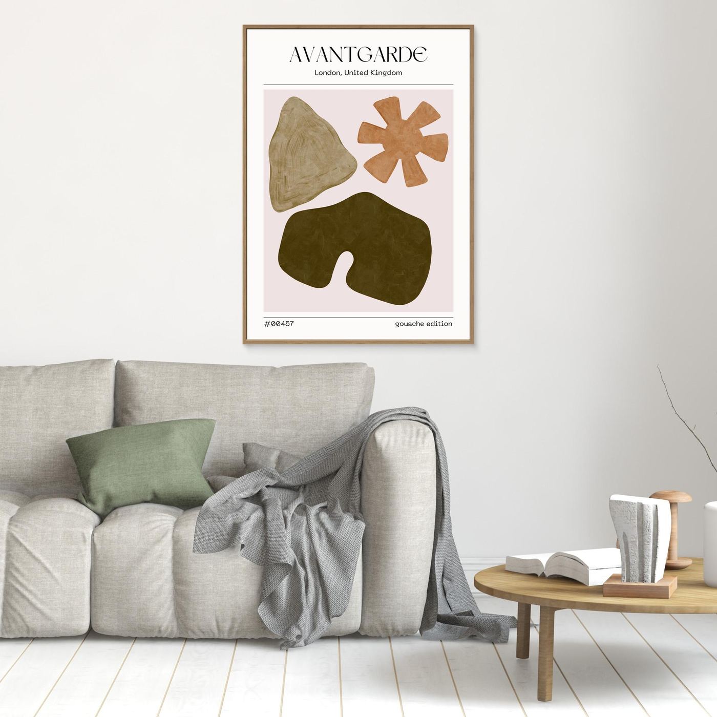 Avant Garde Minimal Abstract Gouache Poster with Organic Shapes and Modern Wall Art