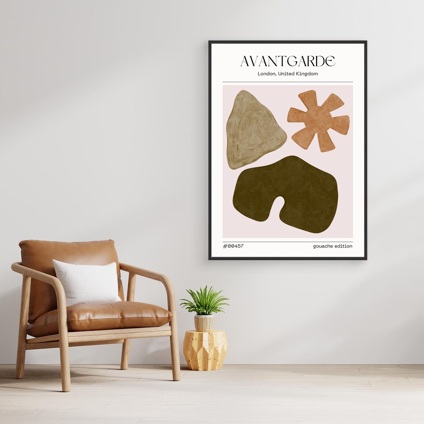 Avant Garde Minimal Abstract Gouache Poster with Organic Shapes and Modern Wall Art
