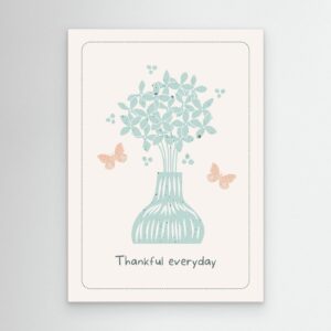 Minimal Floral Vase Wall Art | Thankful Everyday Quote Print | Pastel Botanical Home Decor
