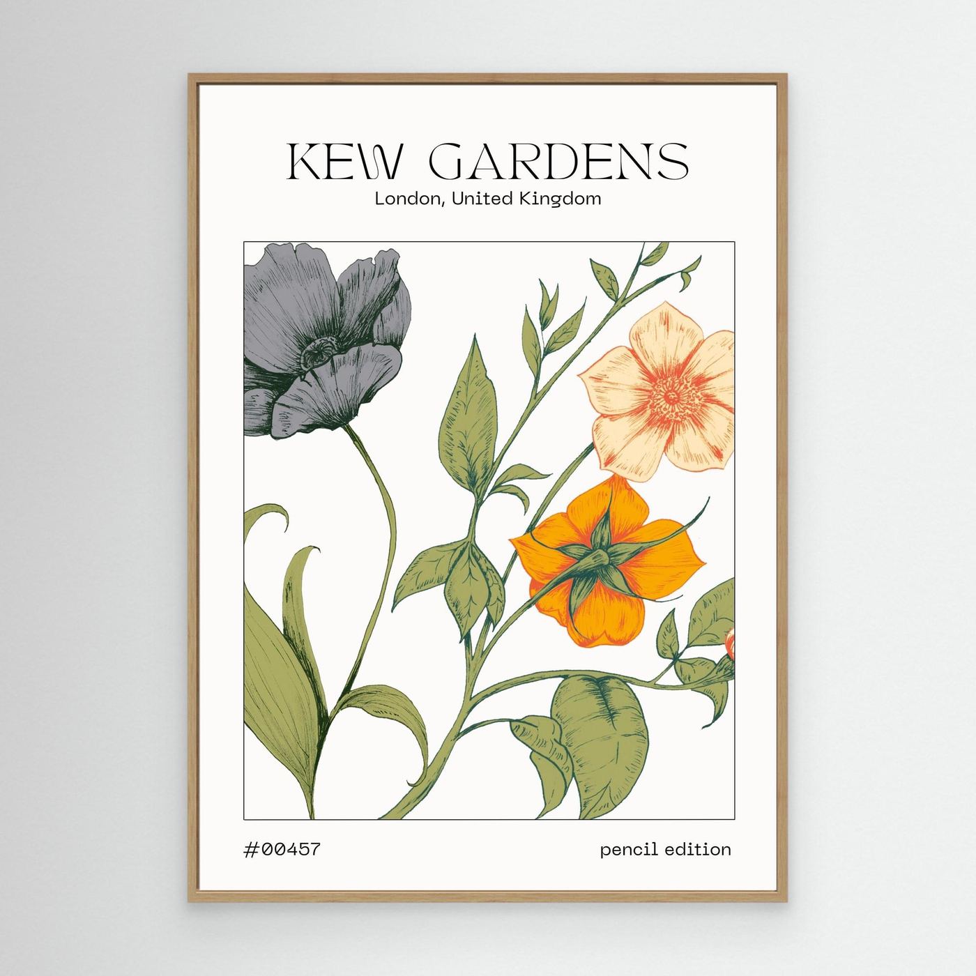 Mayfair Retro Botanical Flower Wall Art Print | Vintage Floral Illustration | Neutral Beige Home Decor