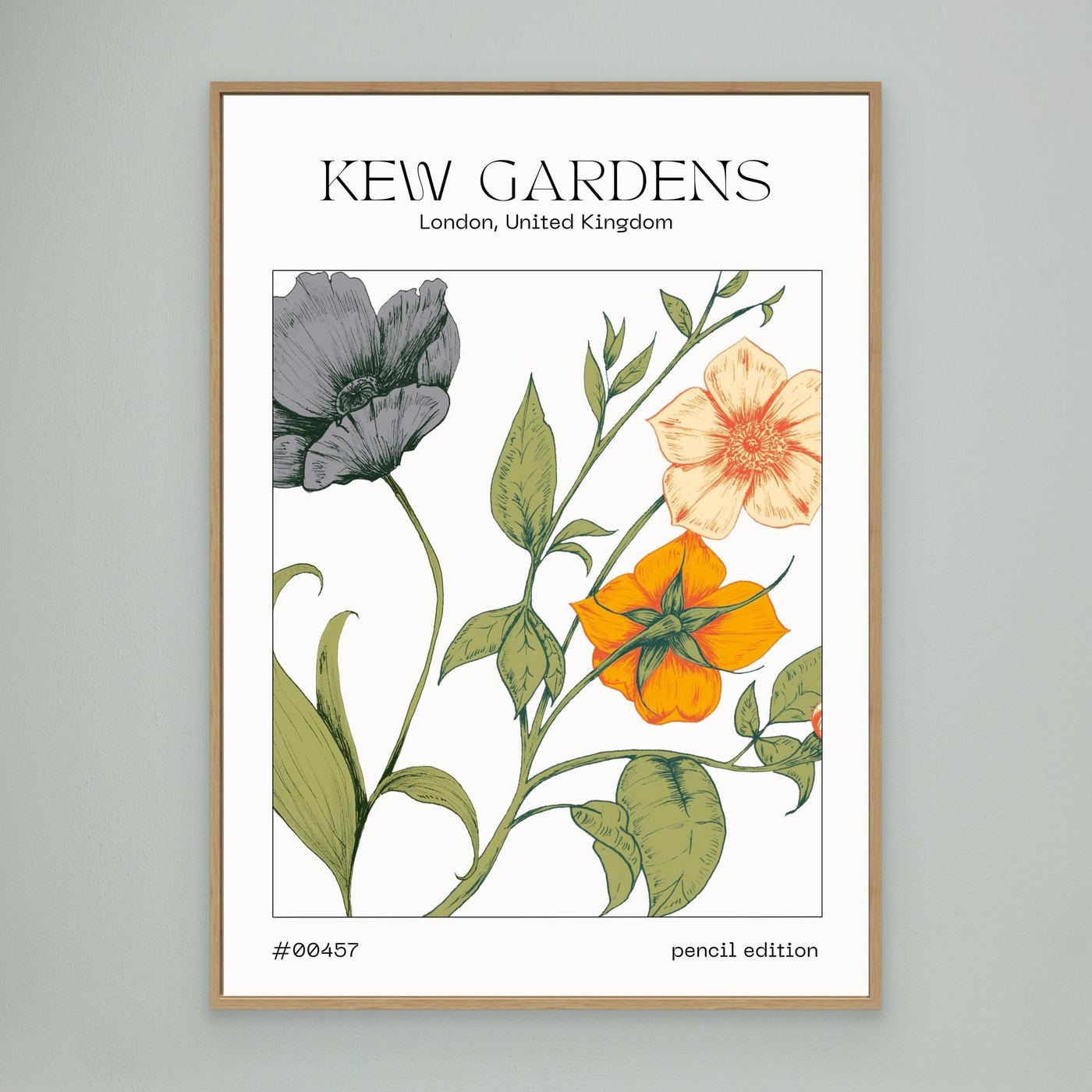 Mayfair Retro Botanical Flower Wall Art Print | Vintage Floral Illustration | Neutral Beige Home Decor