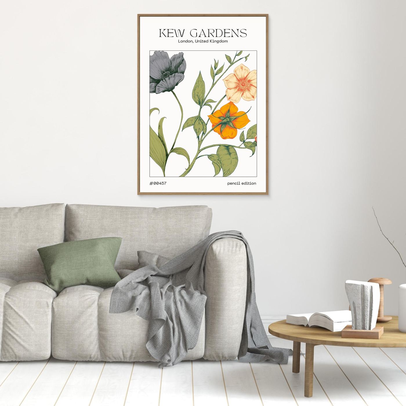 Mayfair Retro Botanical Flower Wall Art Print | Vintage Floral Illustration | Neutral Beige Home Decor
