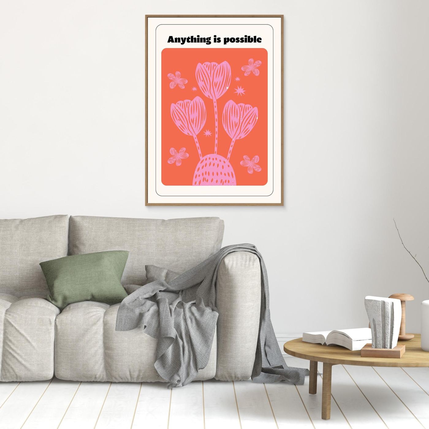 Anything Is Possible Inspirational Floral Wall Art | Motivational Quote Print | Modern Positive Decor