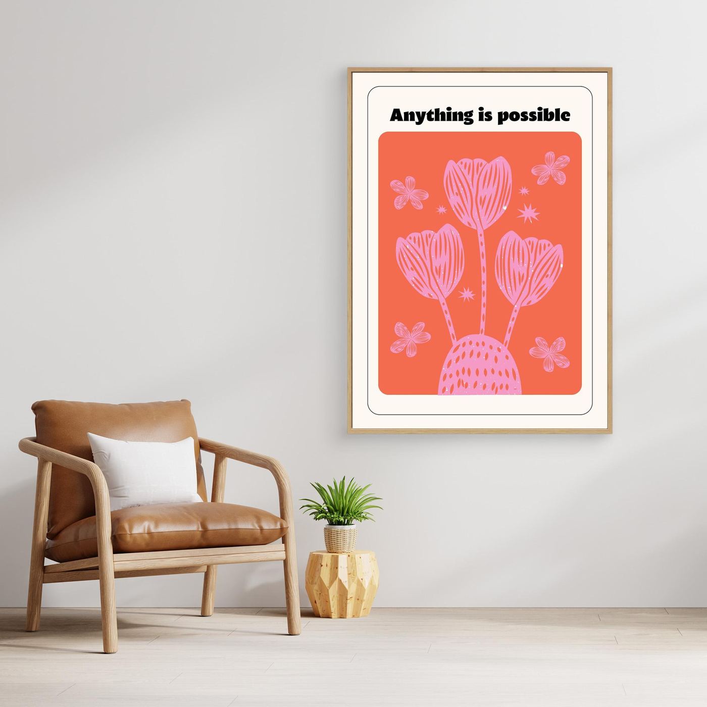 Anything Is Possible Inspirational Floral Wall Art | Motivational Quote Print | Modern Positive Decor