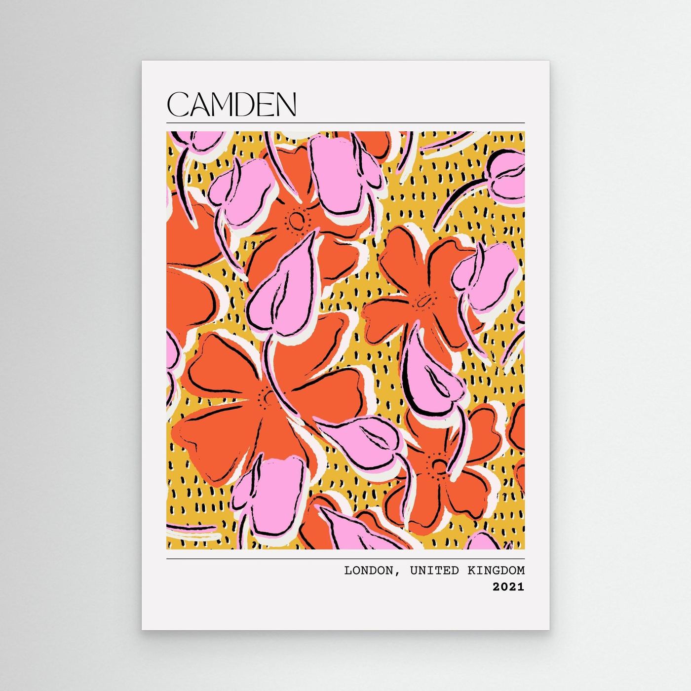 Camden Modern Floral Pattern Wall Art | Abstract Flower Illustration | Contemporary Botanical Poster