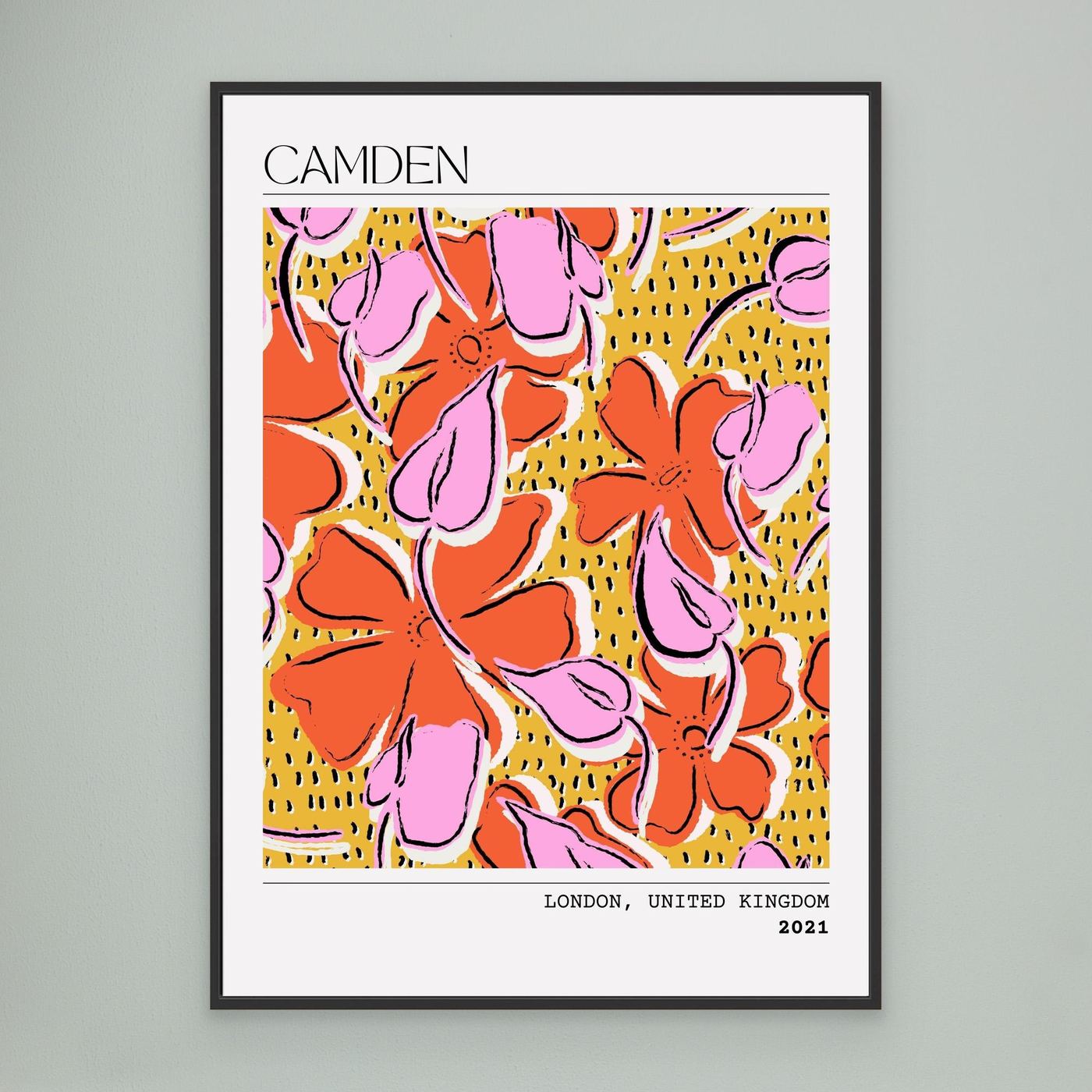 Camden Modern Floral Pattern Wall Art | Abstract Flower Illustration | Contemporary Botanical Poster