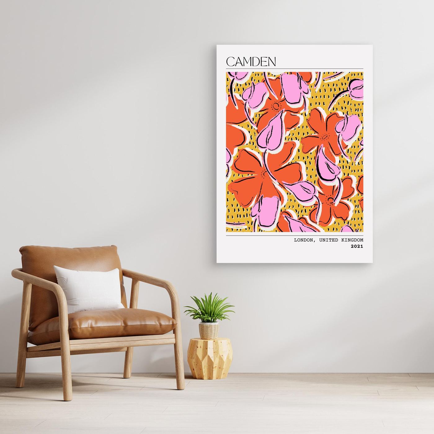 Camden Modern Floral Pattern Wall Art | Abstract Flower Illustration | Contemporary Botanical Poster