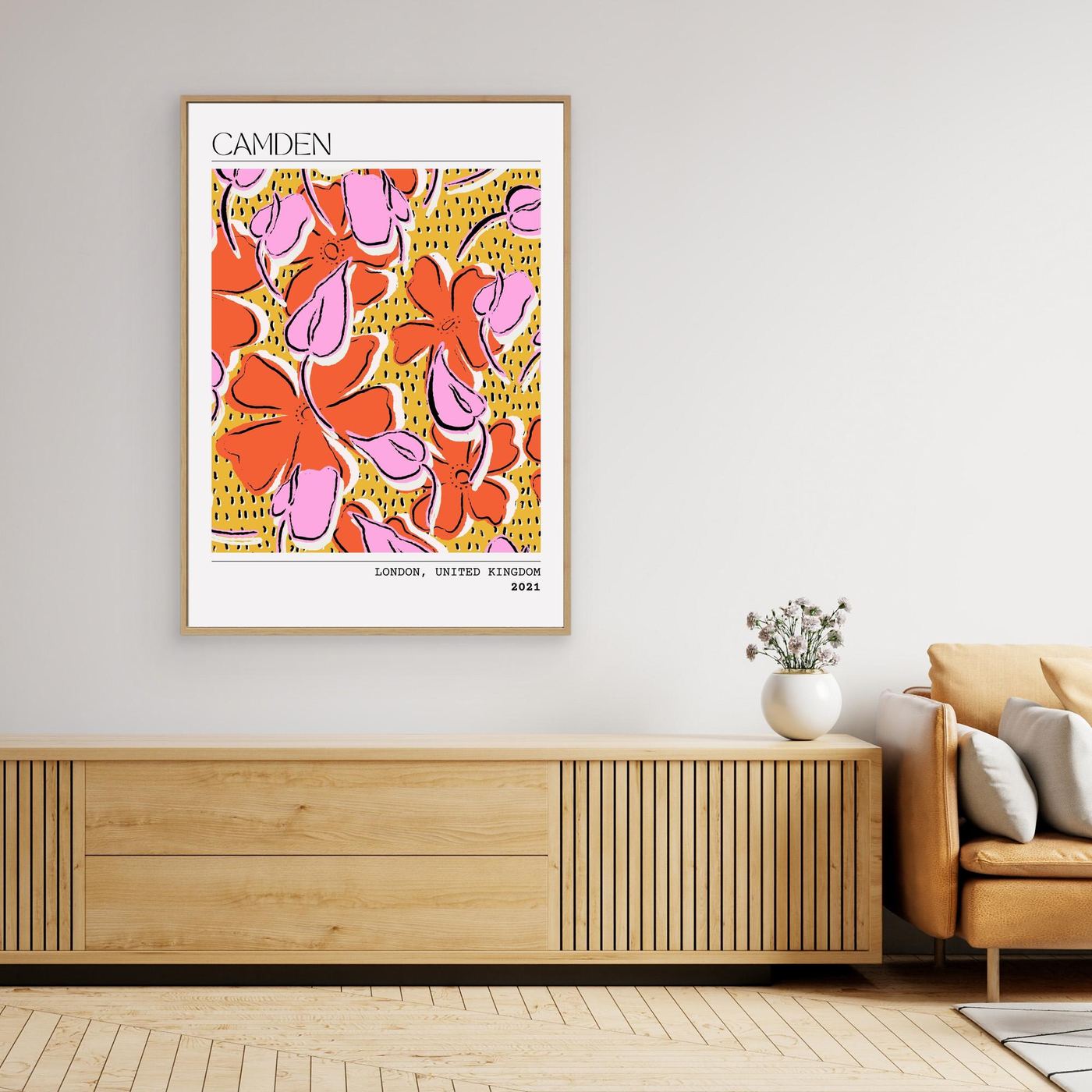 Camden Modern Floral Pattern Wall Art | Abstract Flower Illustration | Contemporary Botanical Poster