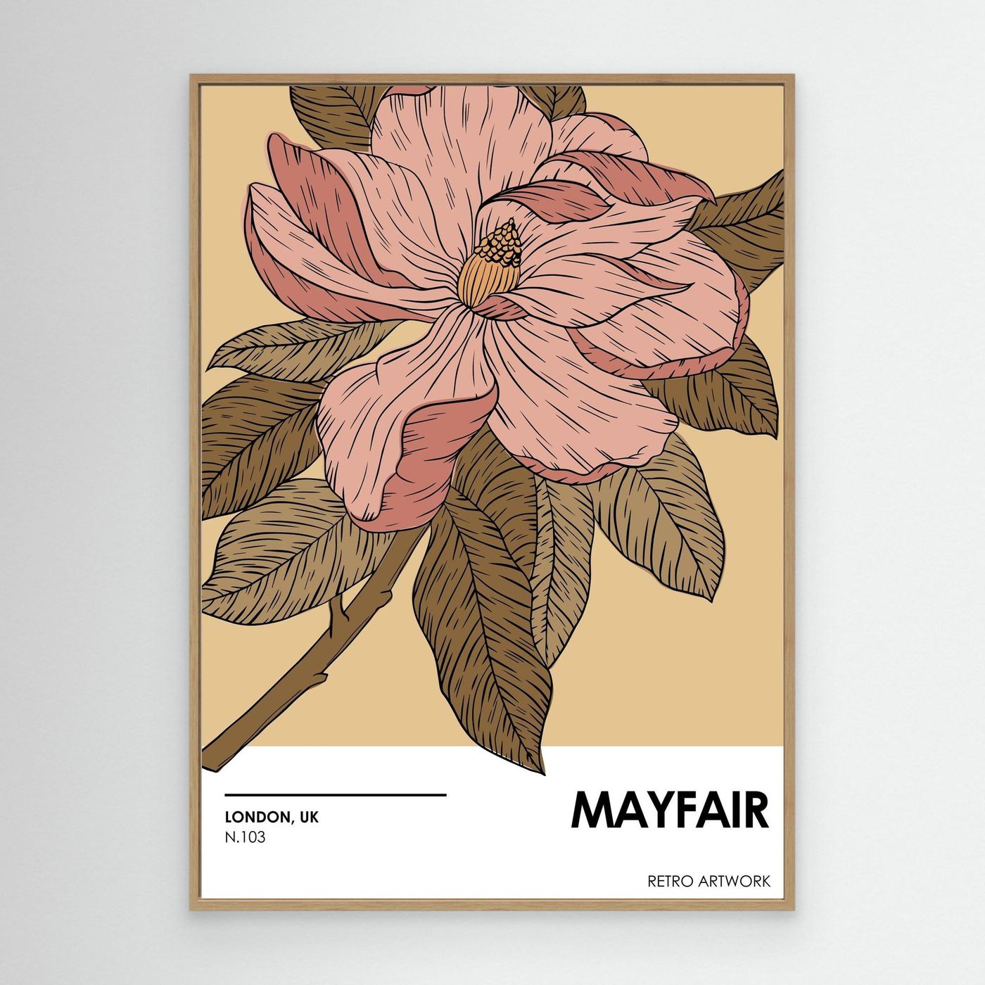 Vintage Magnolia Flower Illustration Botanical Wall Art