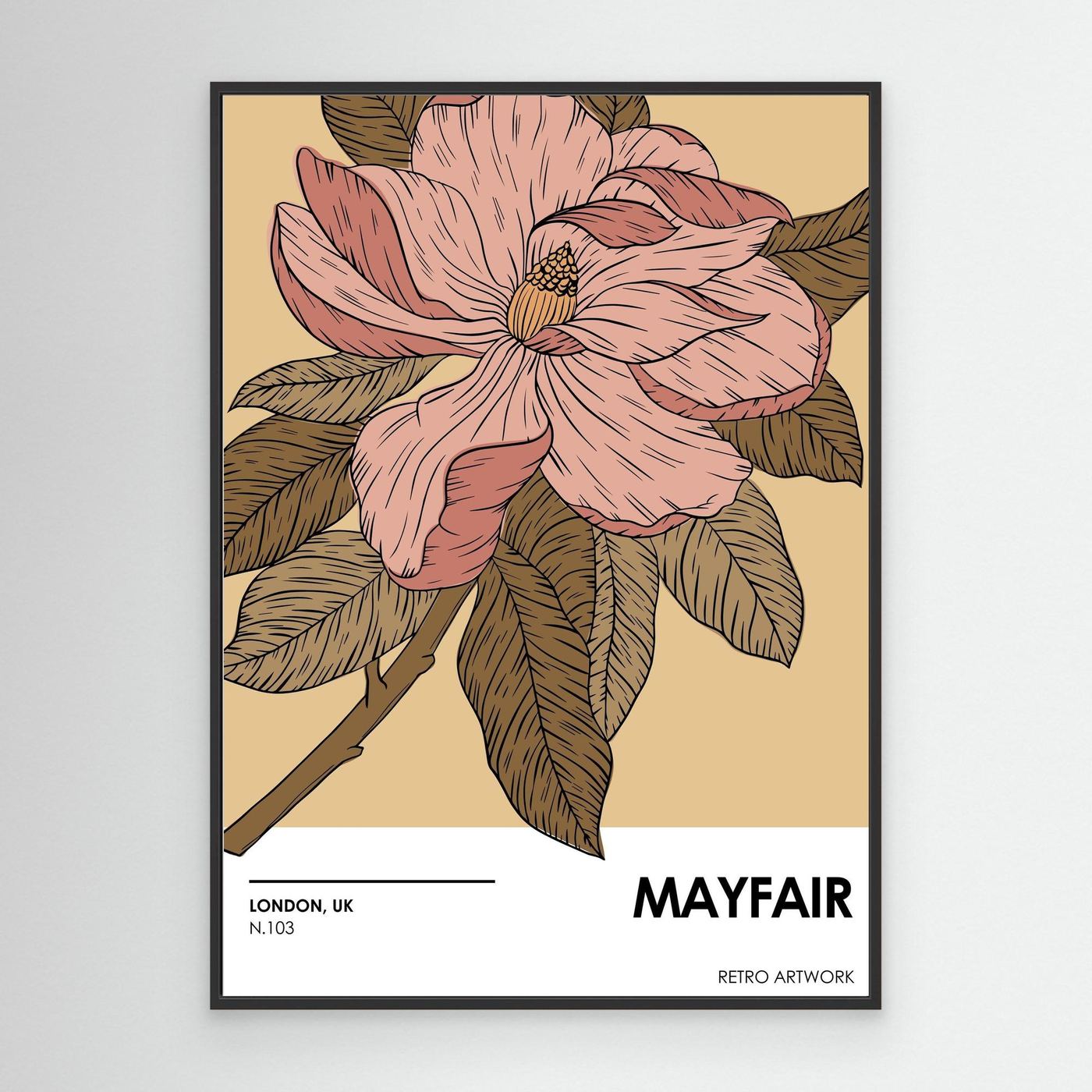 Vintage Magnolia Flower Illustration Botanical Wall Art