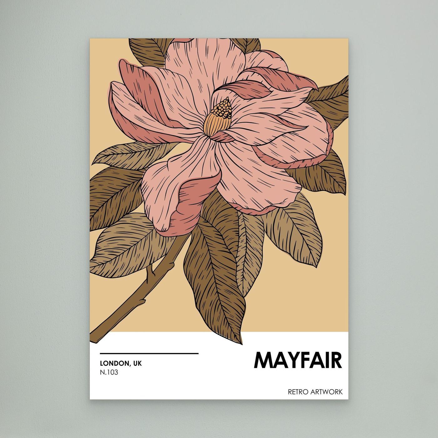 Vintage Magnolia Flower Illustration Botanical Wall Art