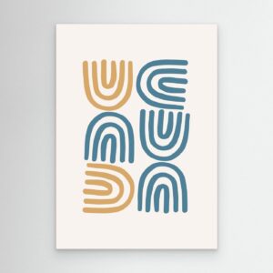 Abstract Geometric Line Art Poster in Blue and Beige