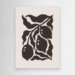 Minimalist Black Abstract Botanical Leaf Illustration Poster