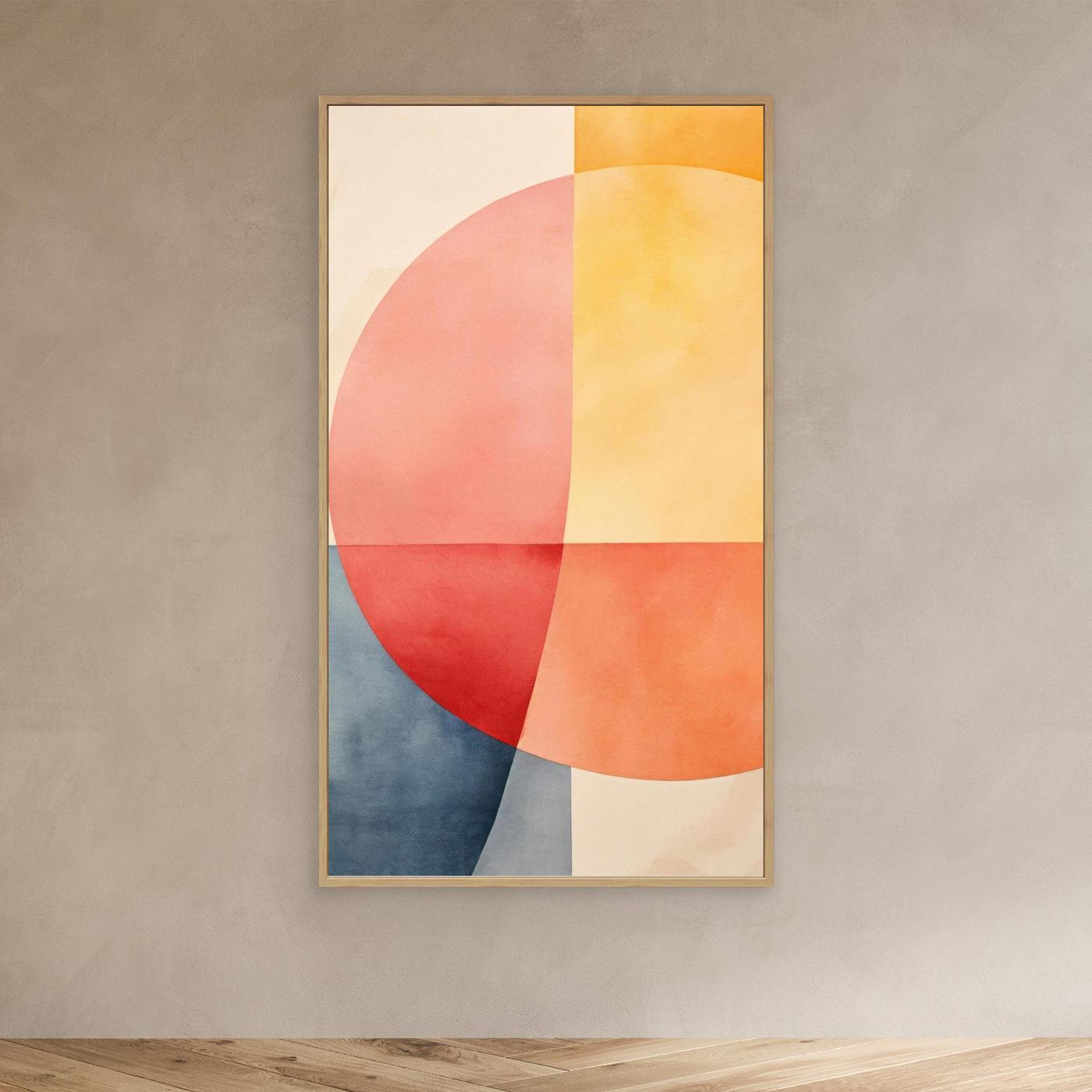 Modern Abstract Geometric Circles Wall Art in Warm Pastel Colors