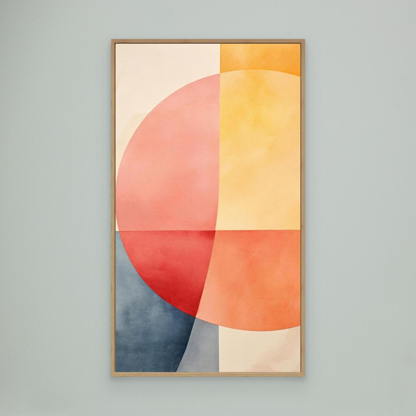 Modern Abstract Geometric Circles Wall Art in Warm Pastel Colors