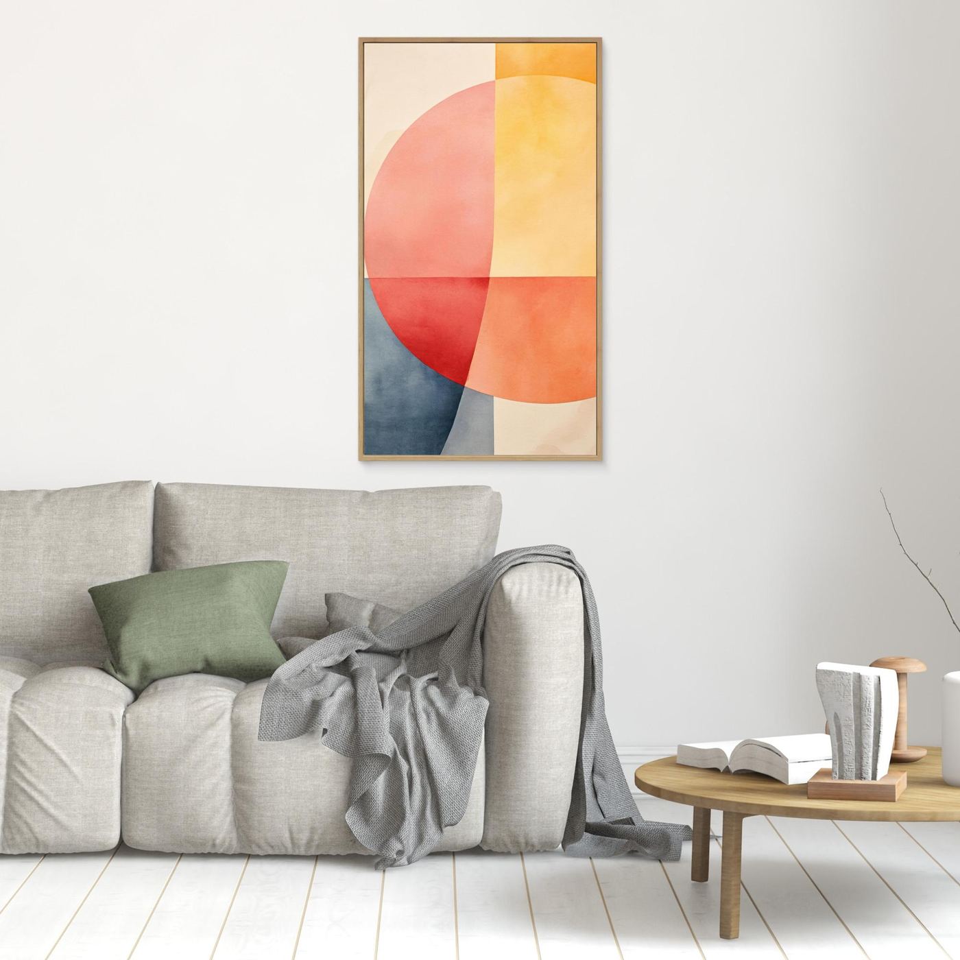 Modern Abstract Geometric Circles Wall Art in Warm Pastel Colors