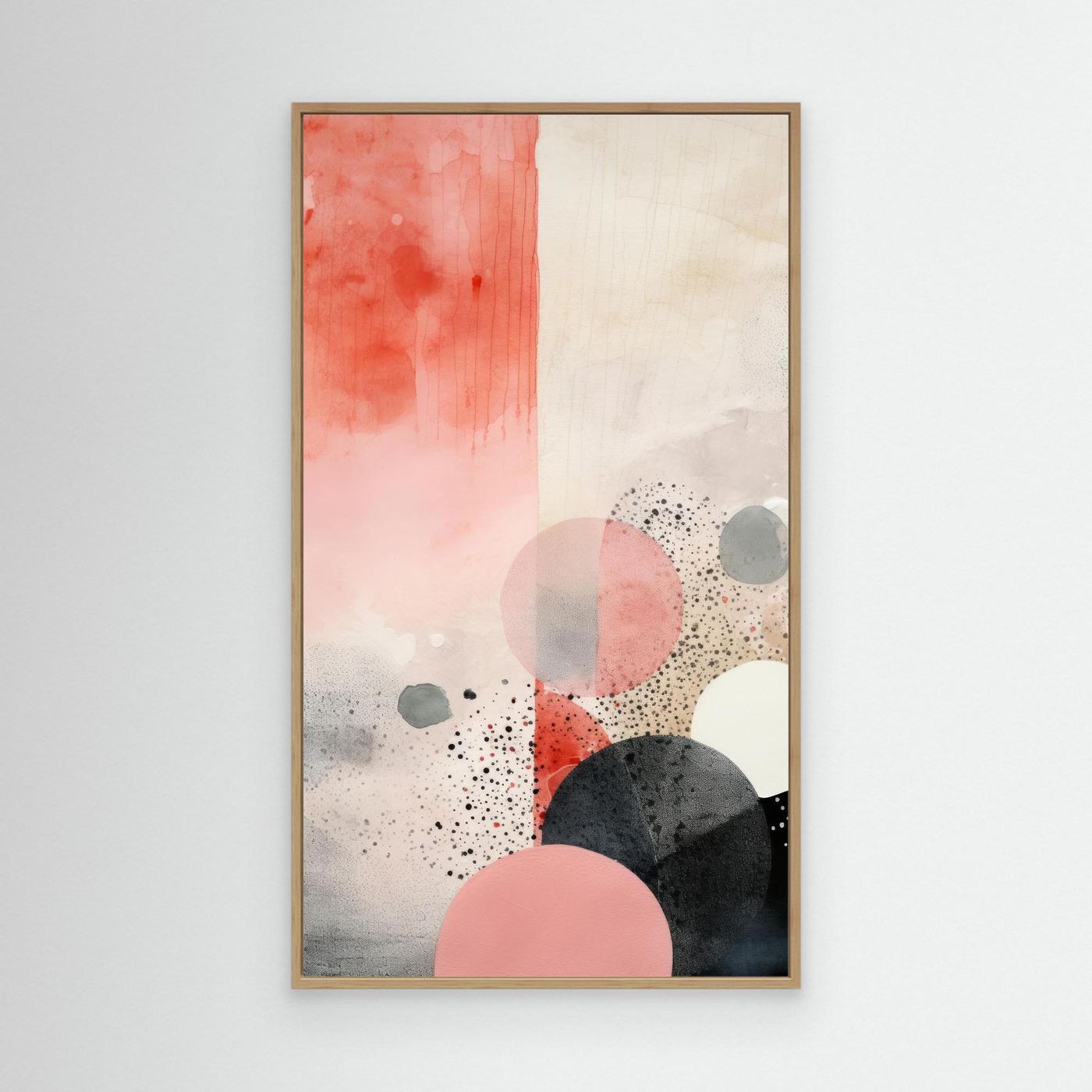 Abstract Watercolor Geometric Shapes Wall Art in Soft Pink and Neutral Tones