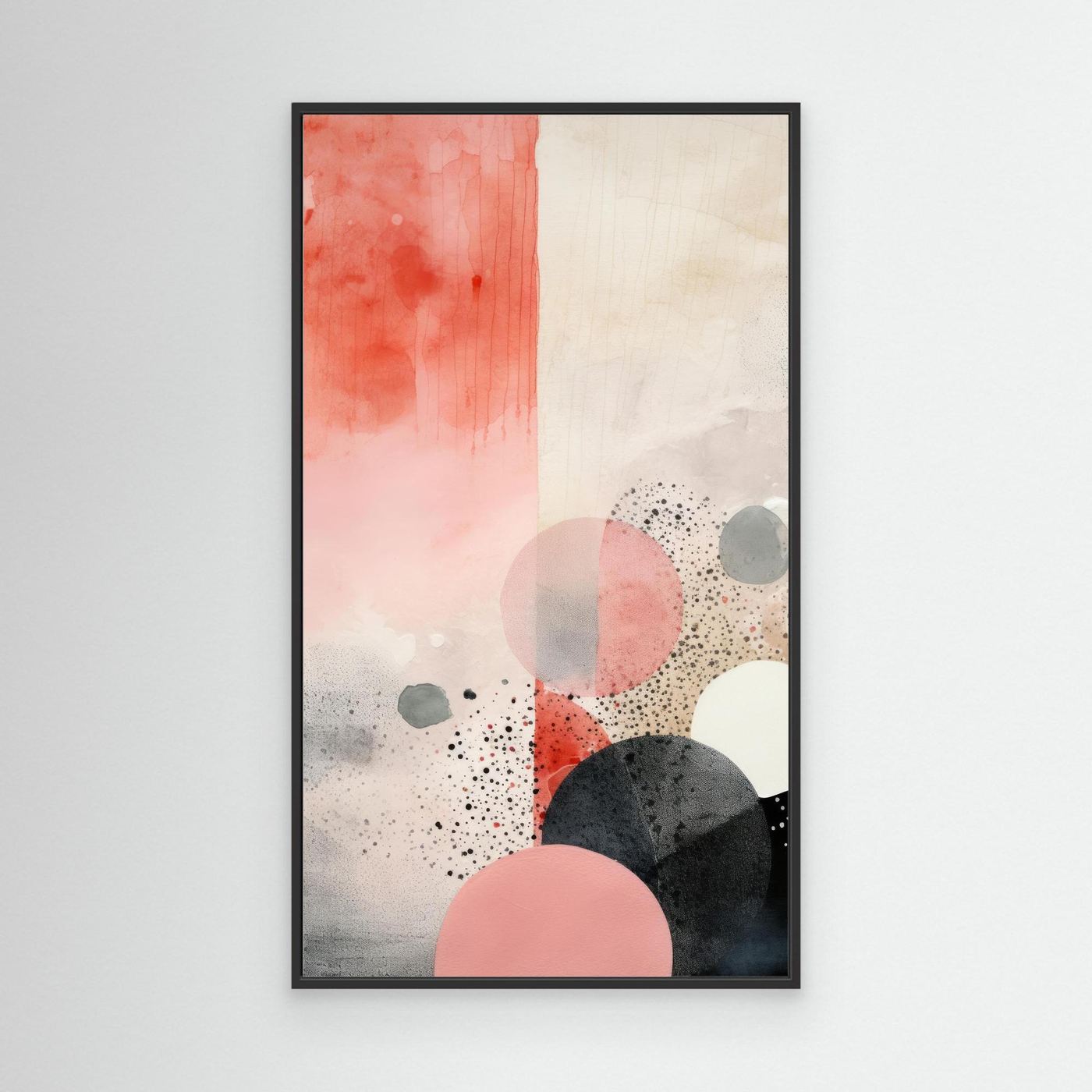 Abstract Watercolor Geometric Shapes Wall Art in Soft Pink and Neutral Tones
