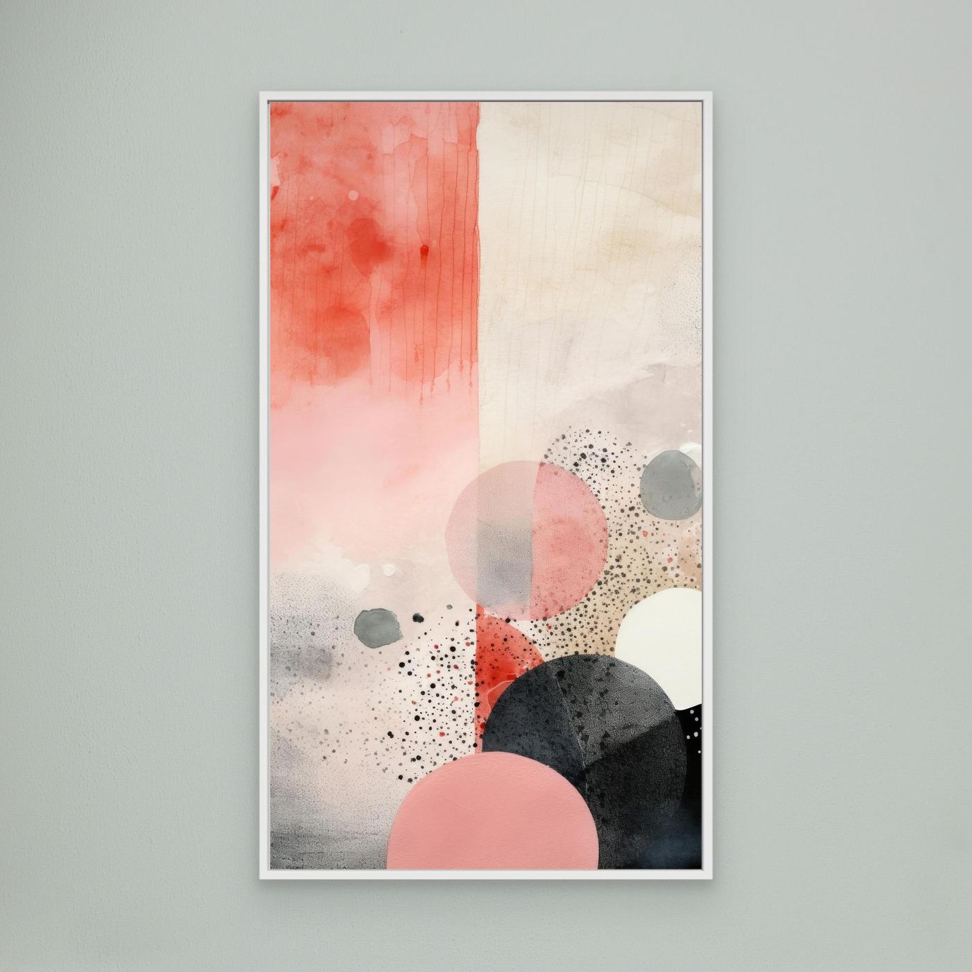 Abstract Watercolor Geometric Shapes Wall Art in Soft Pink and Neutral Tones