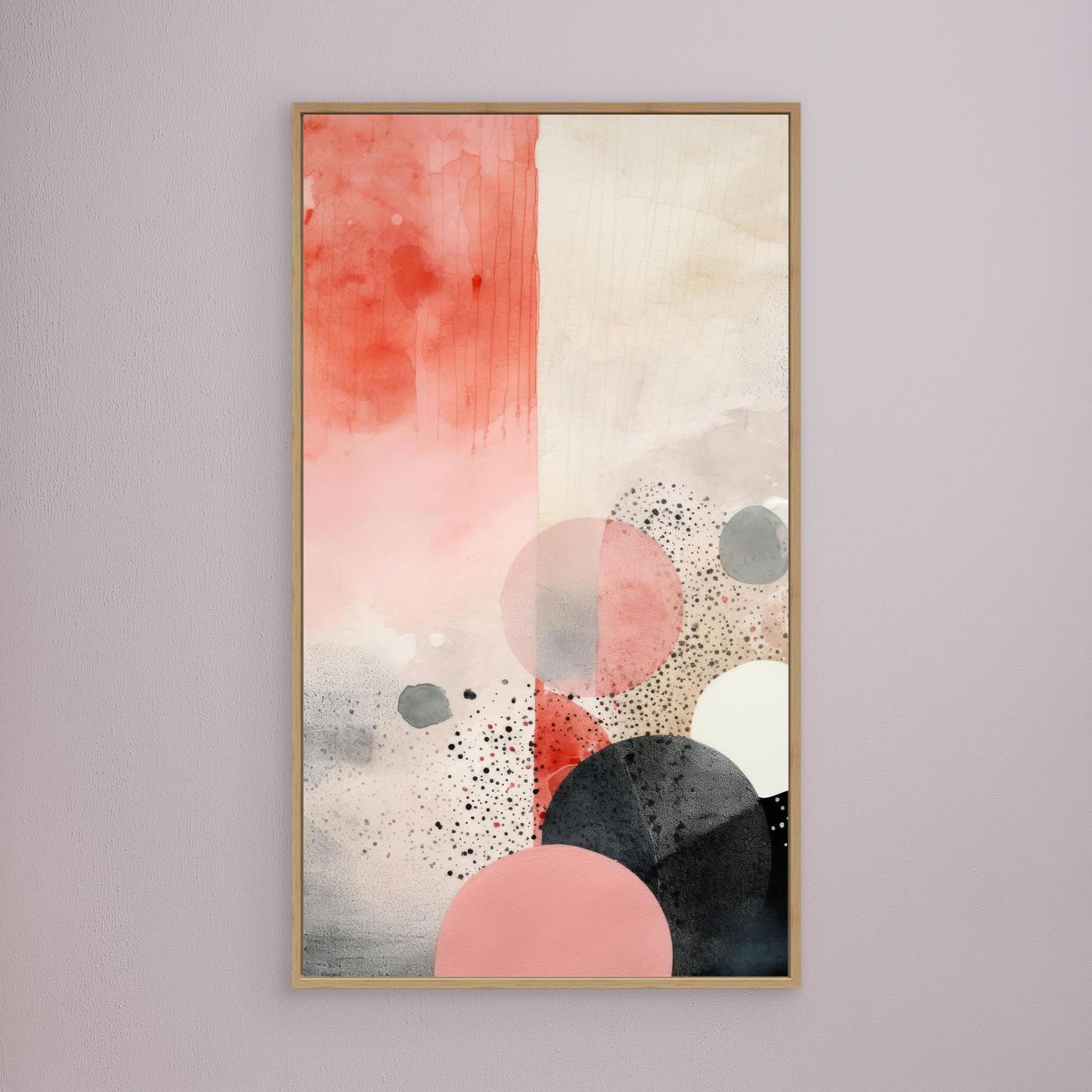 Abstract Watercolor Geometric Shapes Wall Art in Soft Pink and Neutral Tones