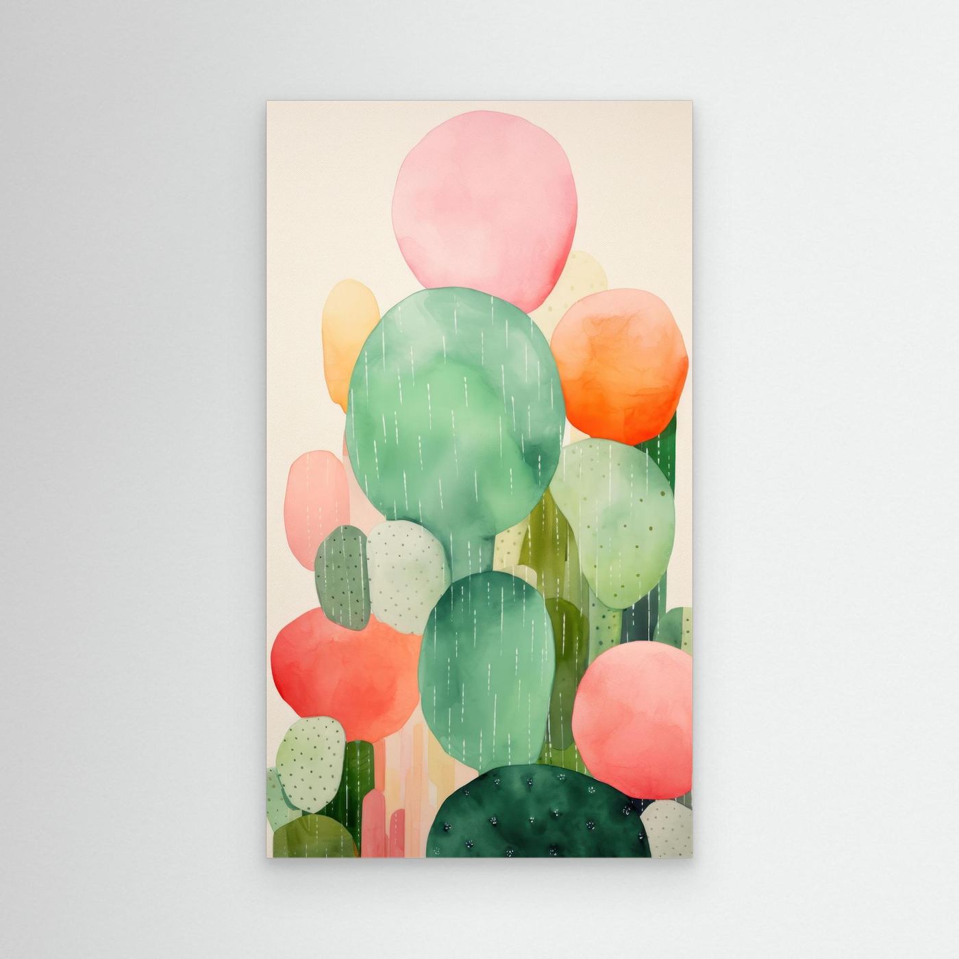 Abstract Botanical Cactus Garden Watercolor Wall Art