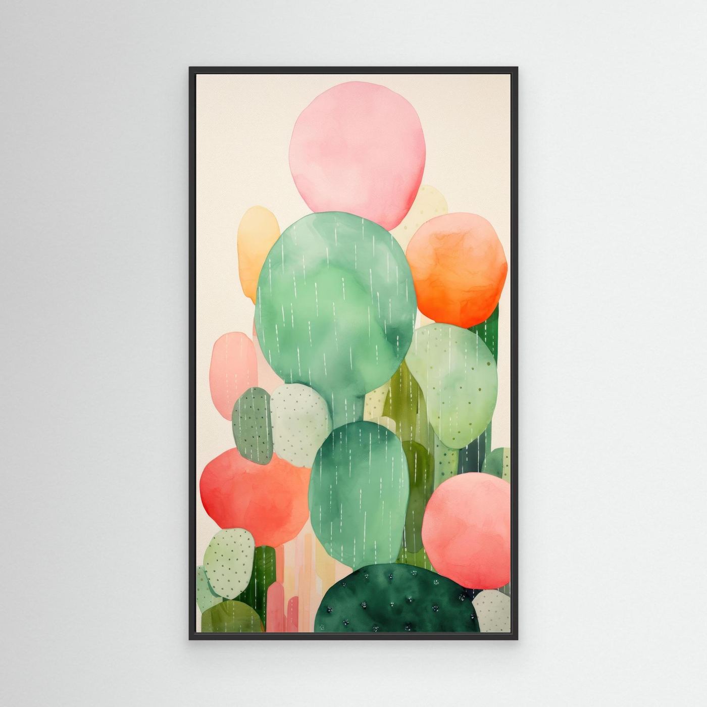 Abstract Botanical Cactus Garden Watercolor Wall Art