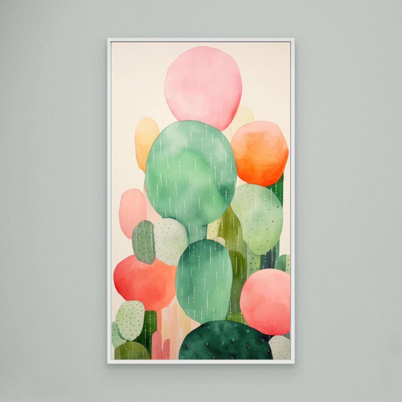 Abstract Botanical Cactus Garden Watercolor Wall Art