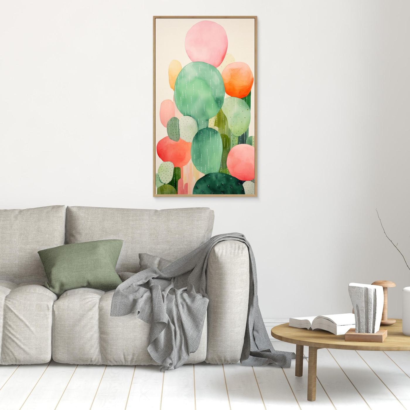Abstract Botanical Cactus Garden Watercolor Wall Art