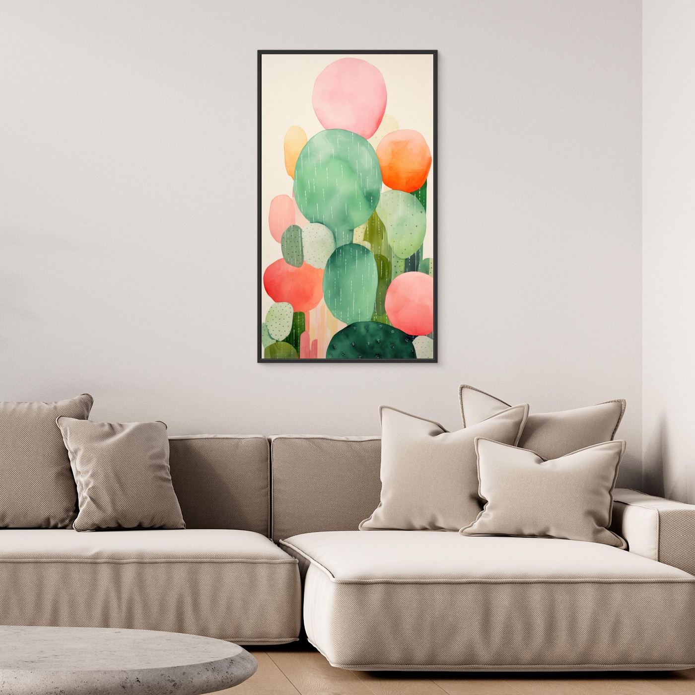 Abstract Botanical Cactus Garden Watercolor Wall Art