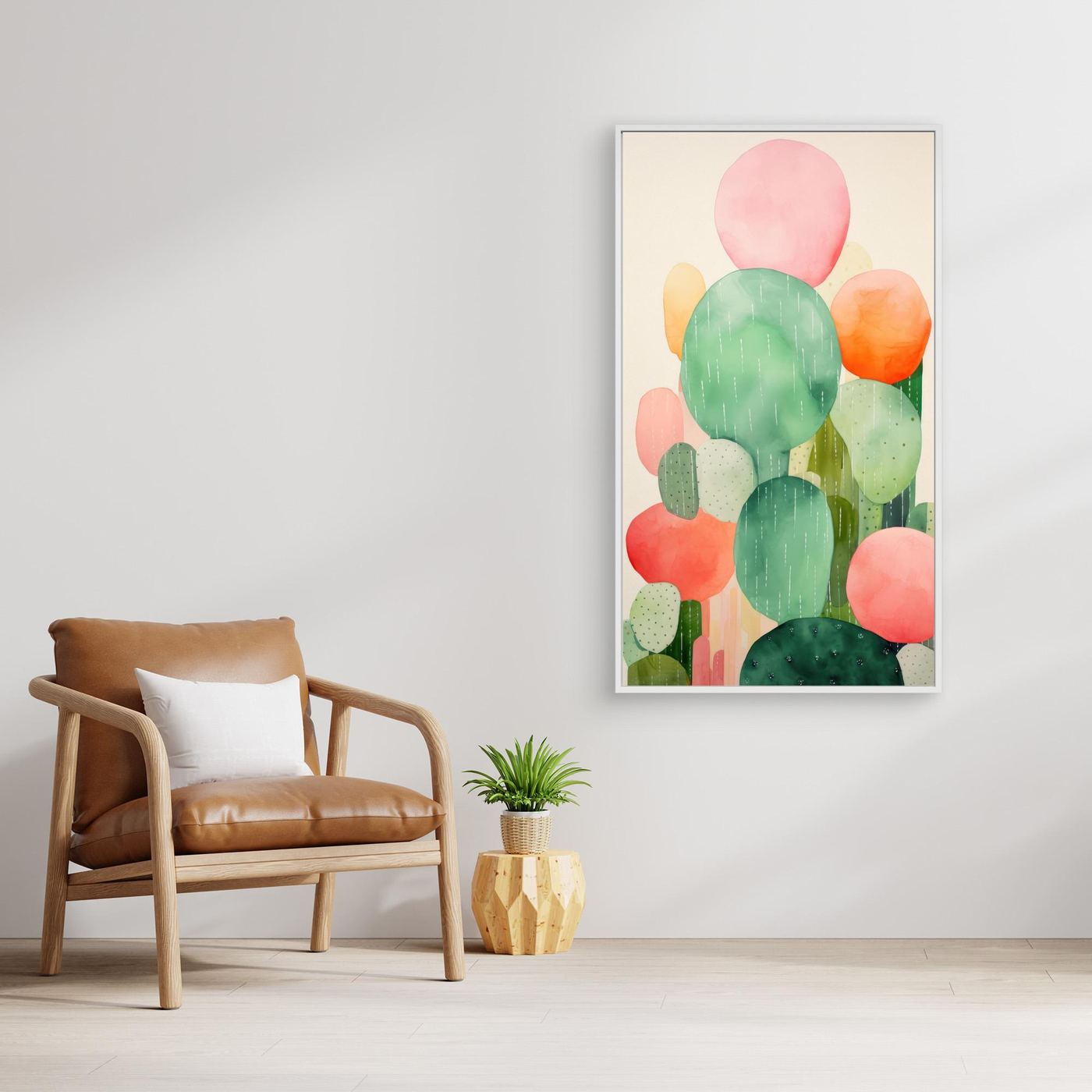 Abstract Botanical Cactus Garden Watercolor Wall Art