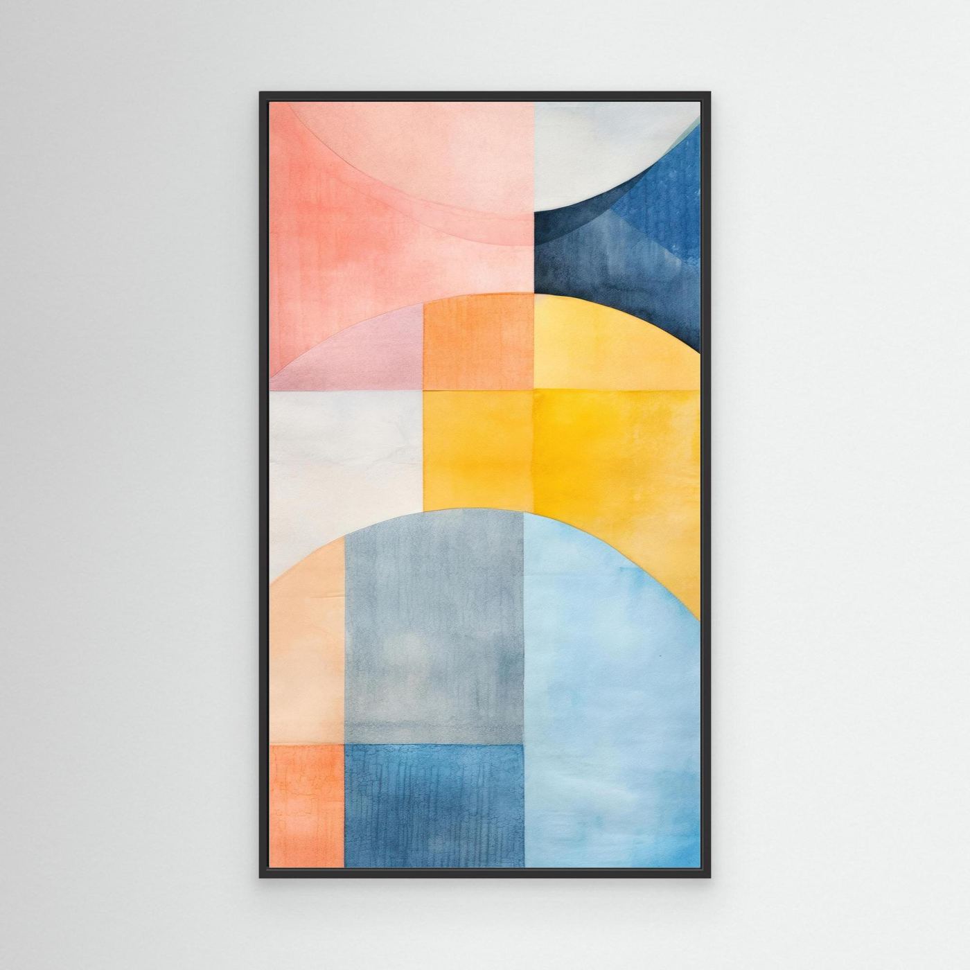 Abstract Geometric Color Block Wall Art | Modern Watercolor Shapes Print