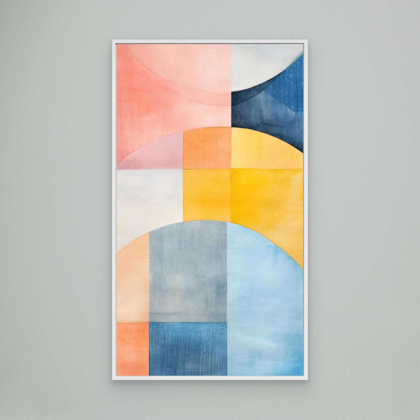 Abstract Geometric Color Block Wall Art | Modern Watercolor Shapes Print