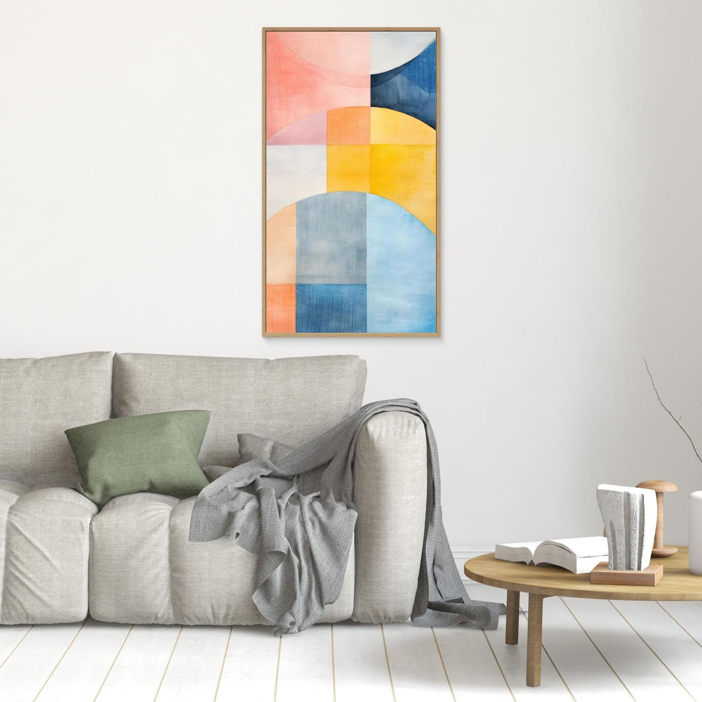 Abstract Geometric Color Block Wall Art | Modern Watercolor Shapes Print