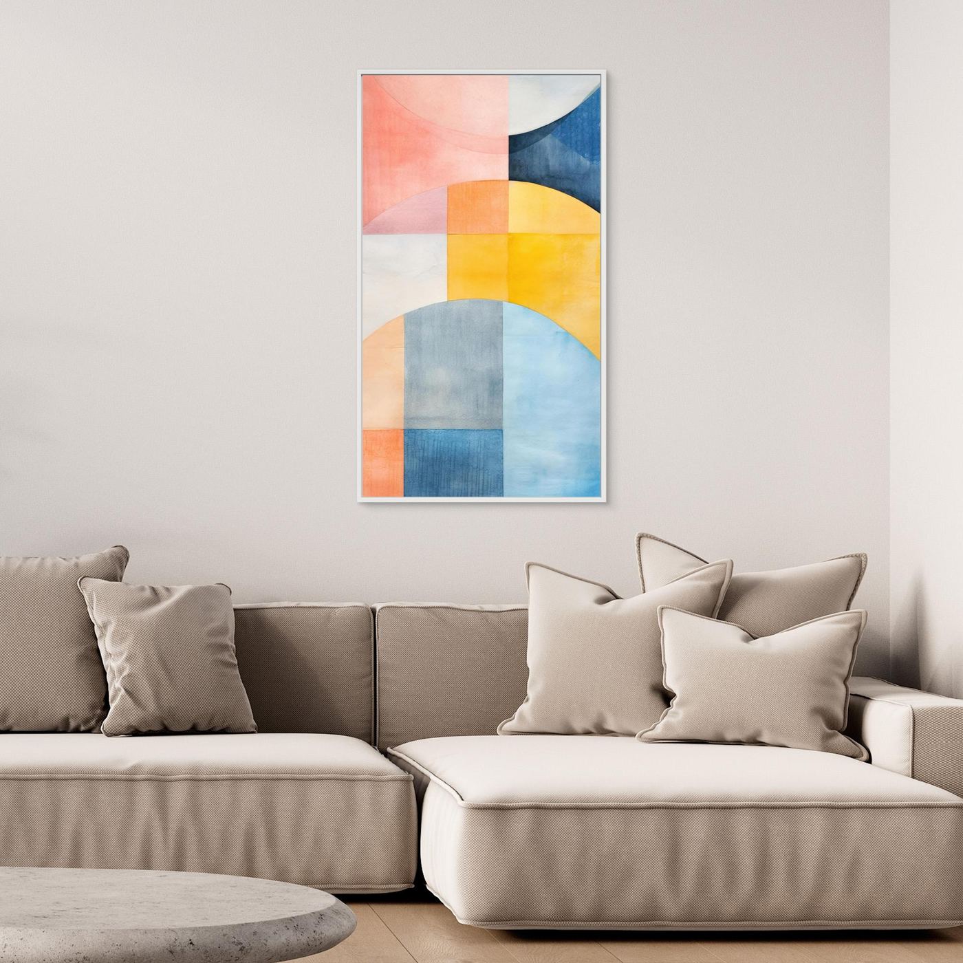 Abstract Geometric Color Block Wall Art | Modern Watercolor Shapes Print