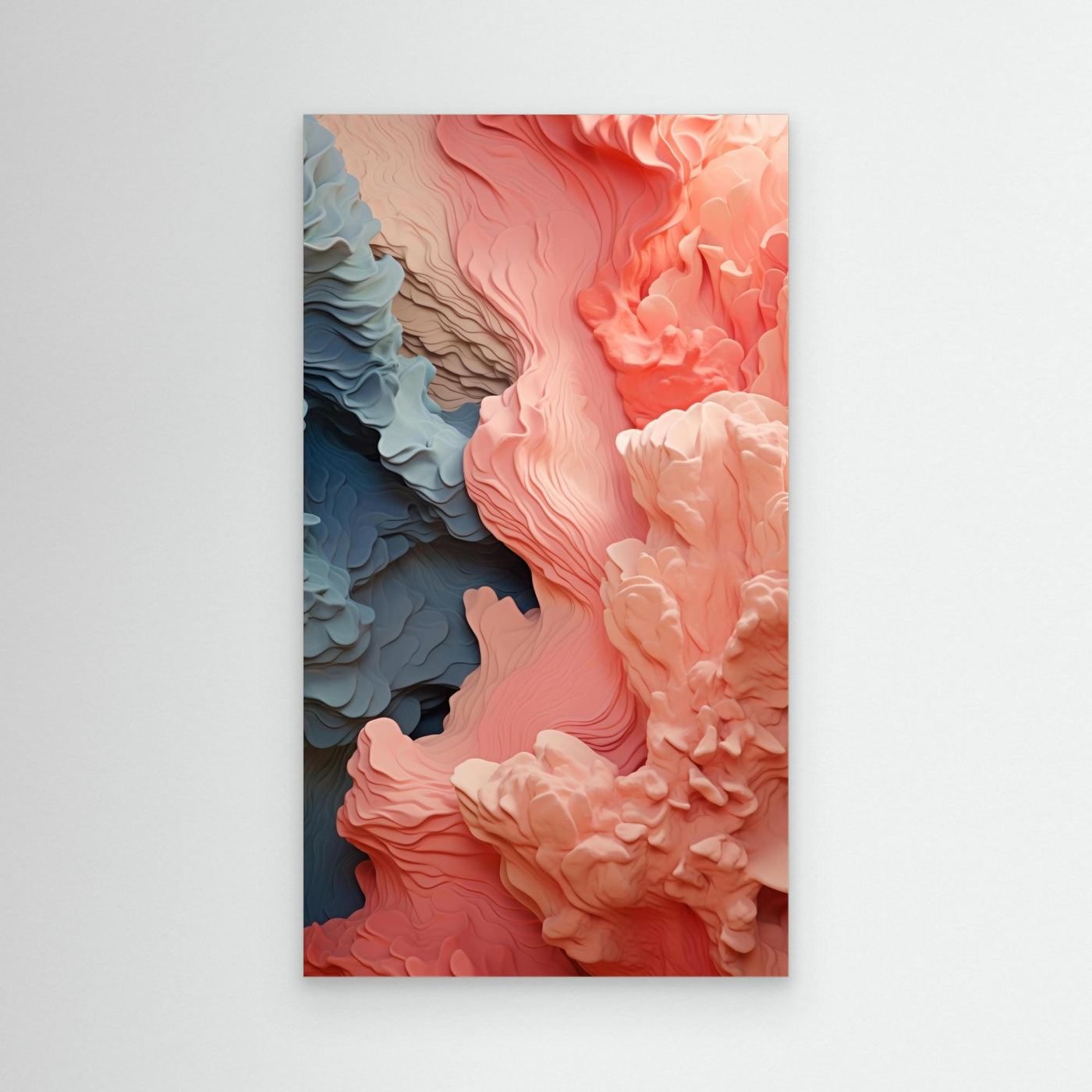 Organic Coral and Blue Fluid Abstract Texture – Modern 3D Wave Art