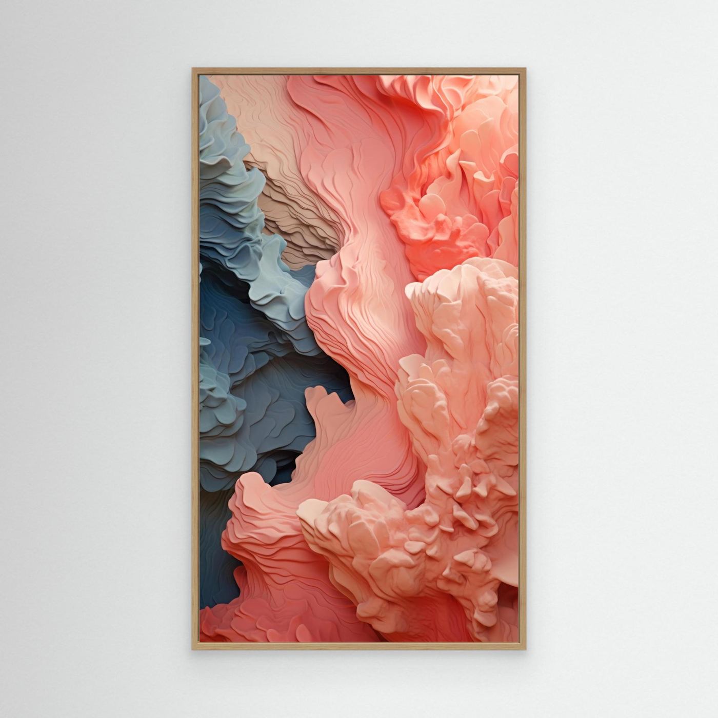 Organic Coral and Blue Fluid Abstract Texture – Modern 3D Wave Art
